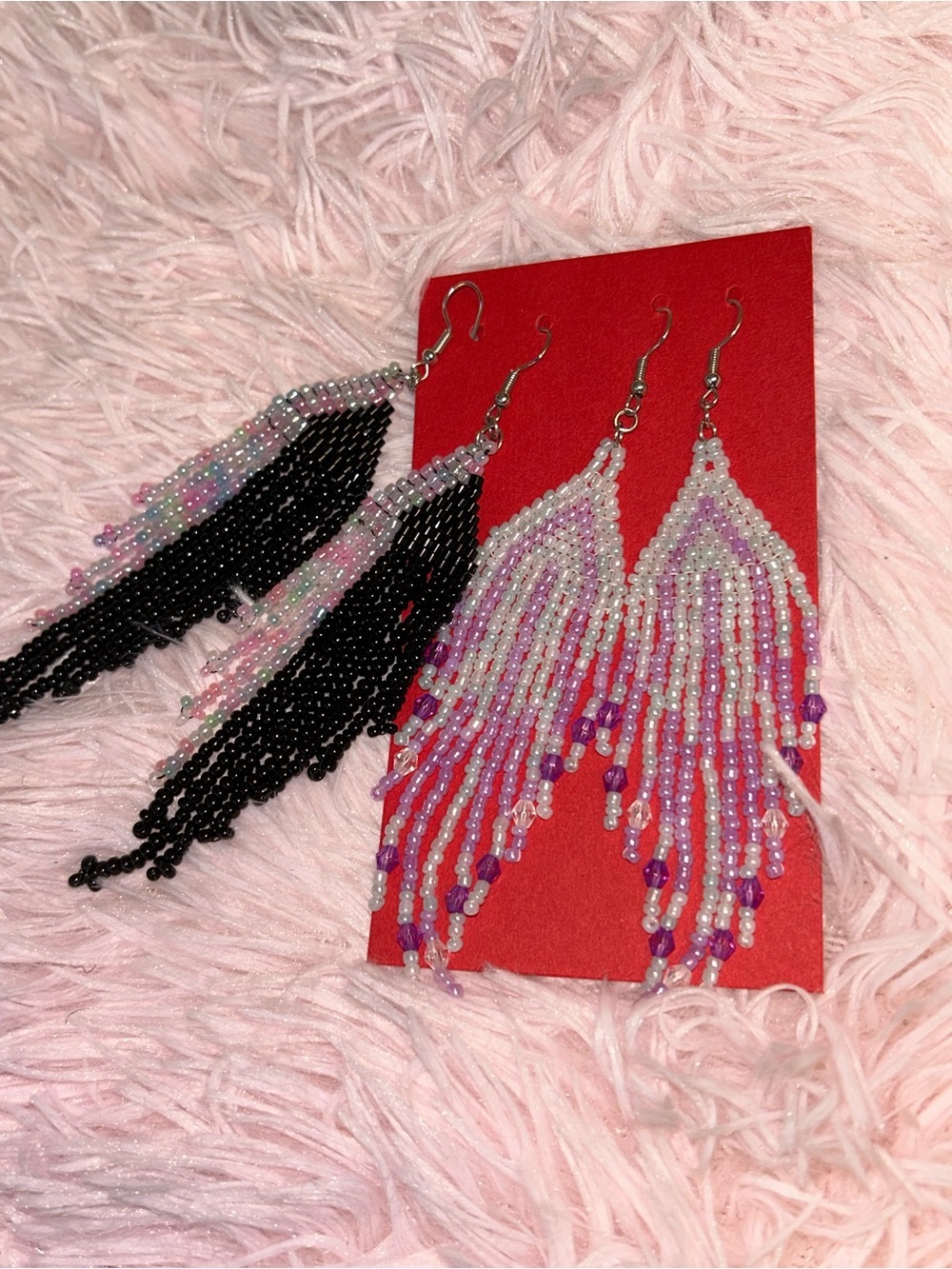 Colorful Beaded Fringe Earring set
